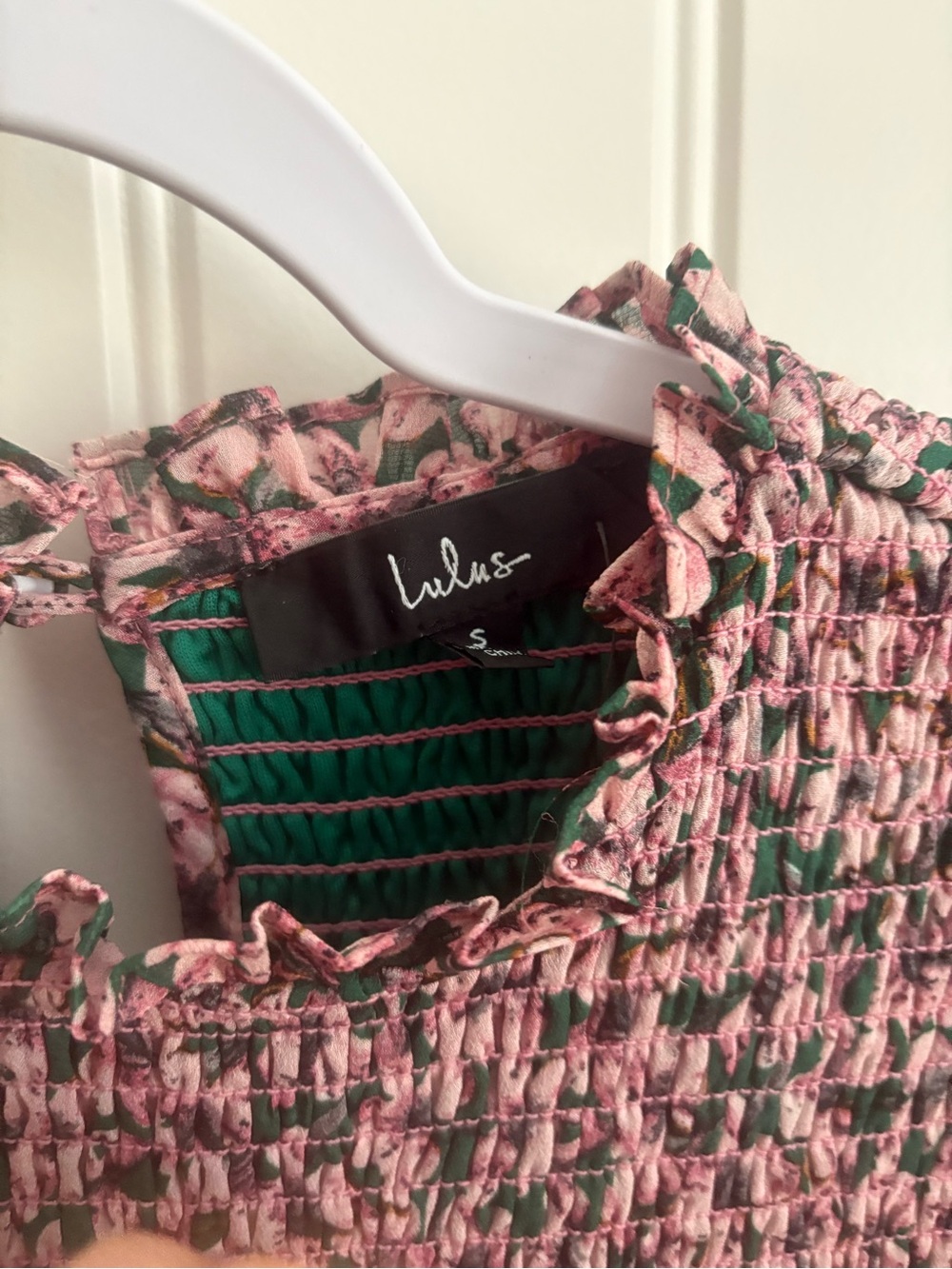 Lulu's Dusty Pink Floral Smocked Long-Sleeve Mini Dress - Picture 7 of 7